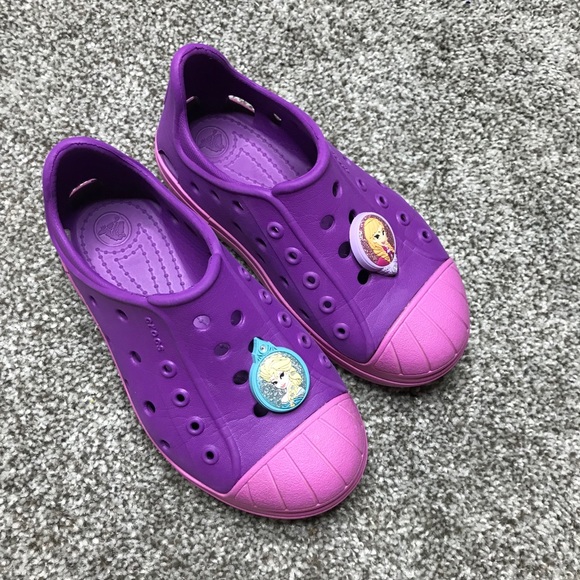 purple frozen shoes